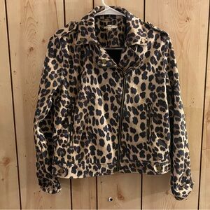 Easel Leopard Print Leather Jacket